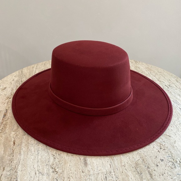 Melissa Cordobés Suede wide Brim Hat Burgundy main image 5